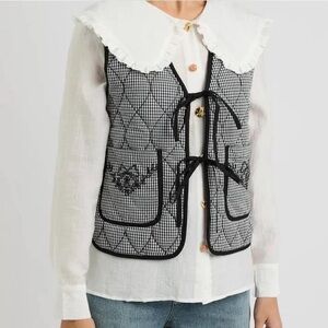 Damson Madder Arte Gingham and Plaid Reversible Gillet - NWT